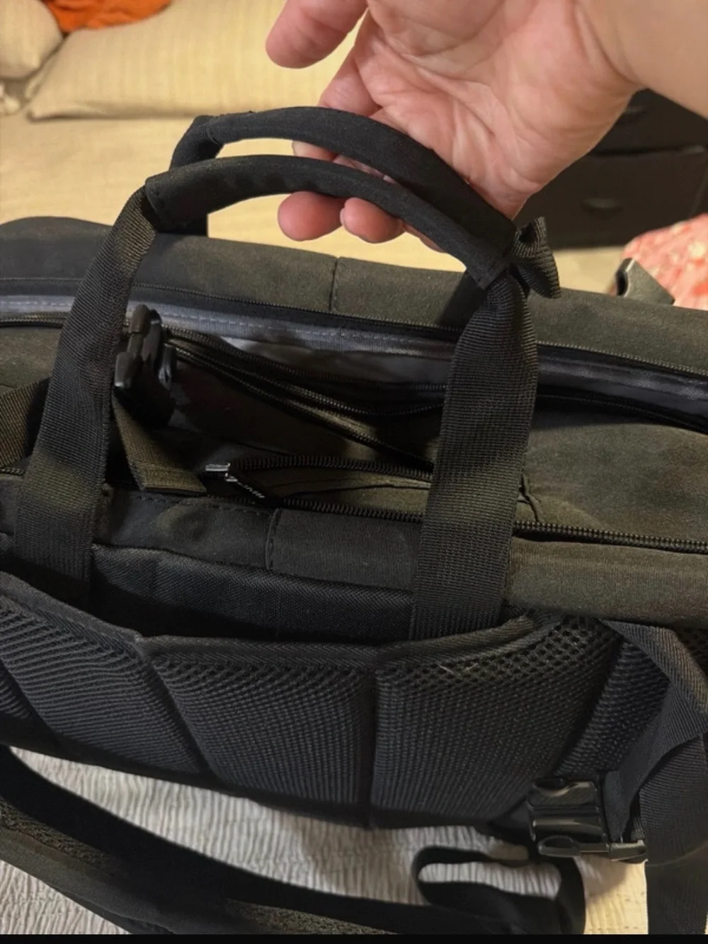 Travel backpck with personal item measurements and bigger (expands)